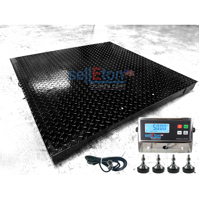 SL-700-4x4-5k+Ramp 48" x 48" Pallet Size Floor Scale with a Ramp l 5000 lbs x 1 lb
