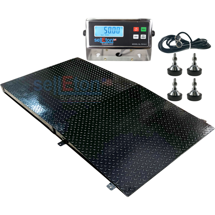 SL-700-4'x'4-1k+Ramp 48" x 48" Pallet Size Floor Scale with a Ramp l 1000 lbs x .2 lb