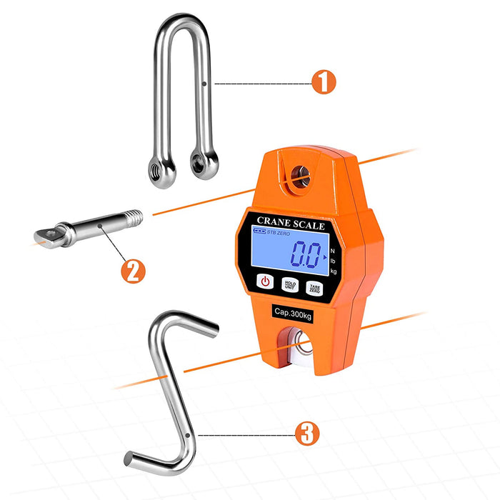 SellEton SL-931 Portable Industrial Hanging Scale 600lb x 0.2(lb) / 300kg x 0.1(kg)