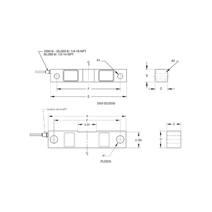 VPG® Sensortronics® 65016 Alloy Steel, Double-Ended Beam Load Cell