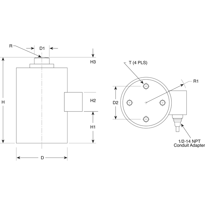 VPG® Revere 792 Stainless Steel, Compression Canister Load Cell