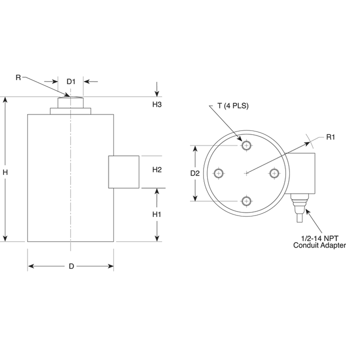 VPG Revere 792 Stainless Steel, Compression Canister Load Cell