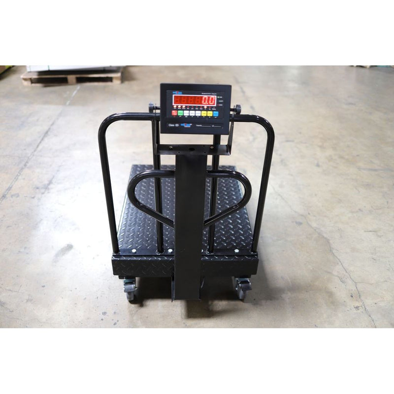 SL-915-BWD  NTEP / Legal for trade Diamond Plate Bench Scale with Wheels and Backrail + Software