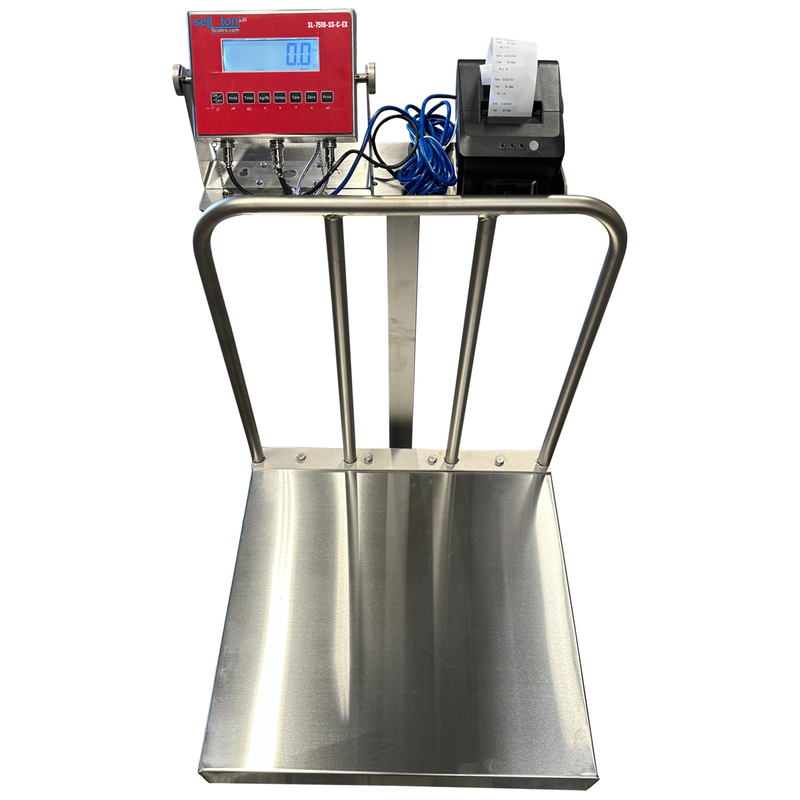 SL-915-SSBW NTEP Stainless Steel Wash-down Bench Scale with Wheels and Backrail + Software!