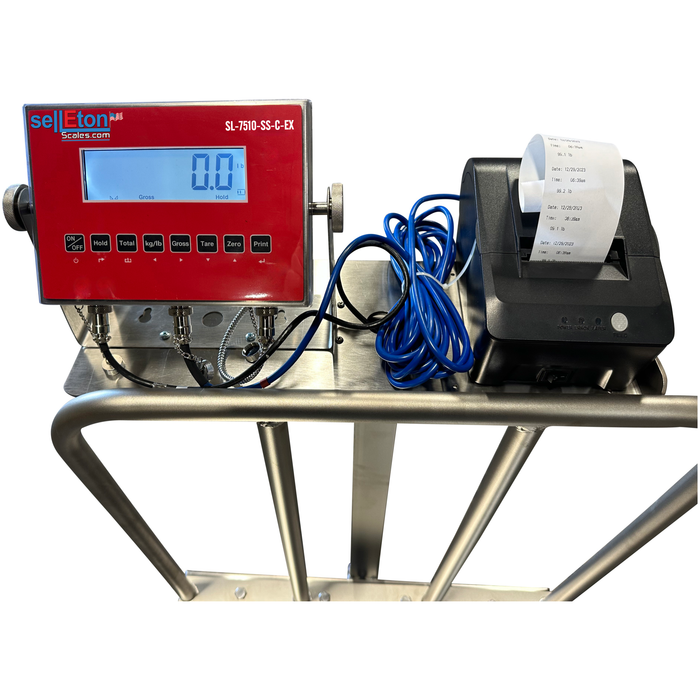 SL-915-SSBW NTEP Stainless Steel Wash-down Bench Scale with Wheels and Backrail + Software!