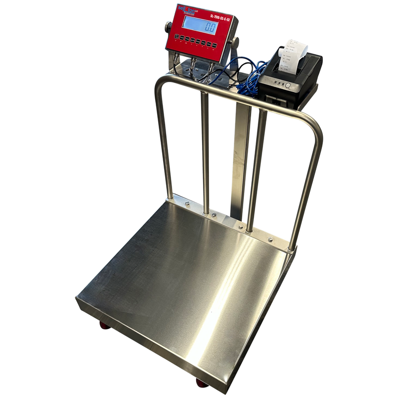 SL-915-SSBW NTEP Stainless Steel Wash-down Bench Scale with Wheels and Backrail + Software!