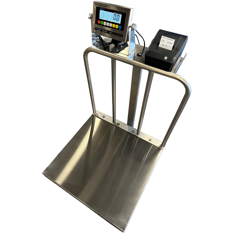 SL-915-SSBW NTEP Stainless Steel Wash-down Bench Scale with Wheels and Backrail + Software!
