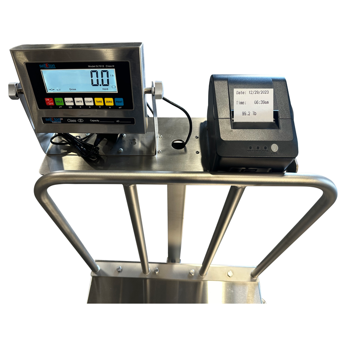 SL-915-SSBW NTEP Stainless Steel Wash-down Bench Scale with Wheels and Backrail + Software!