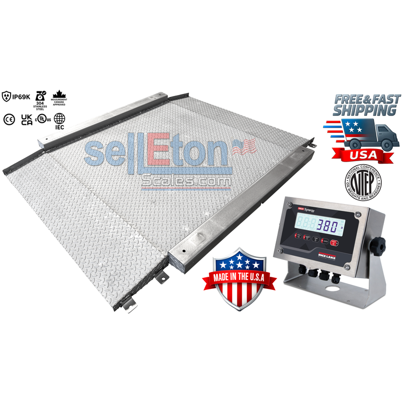 SellEton SL-917-SS-R Premium Stainless Steel Drum Scale 2.5' x 2.5' (30' x 30') | 3' x 3' (36' x 36')| 4' x 4' (48' x 48')