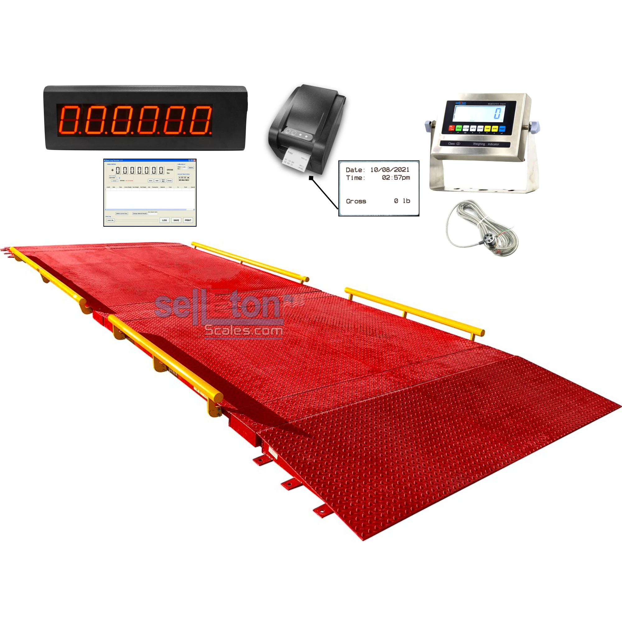 60,000 lbs x 10 lbs Portable Truck Axle Scale System with Indicator &  Built-in Printer - Heavy Duty