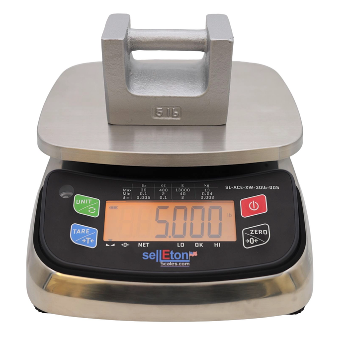 SL-ACE-XW Wash-Down Scale |Stainless steel IP69K | NTEP Certified |  Tabletop Weighing