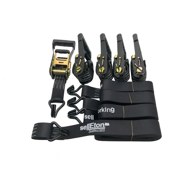 Selleton 2" x 20' Heavy-Duty Ratchet Straps with J-Hooks – 3,333 lbs