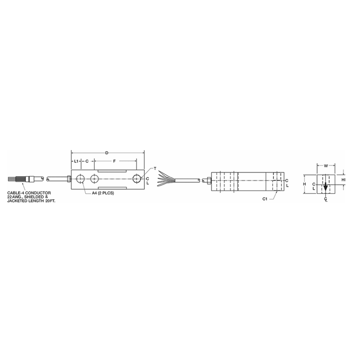 VPG® Sensortronics® 65023A Alloy Steel, Single-Ended Beam Load Cell