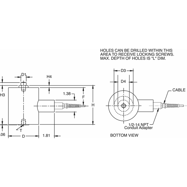 VPG® BLH® C3P1 Alloy Steel, Compression Canister Load Cell