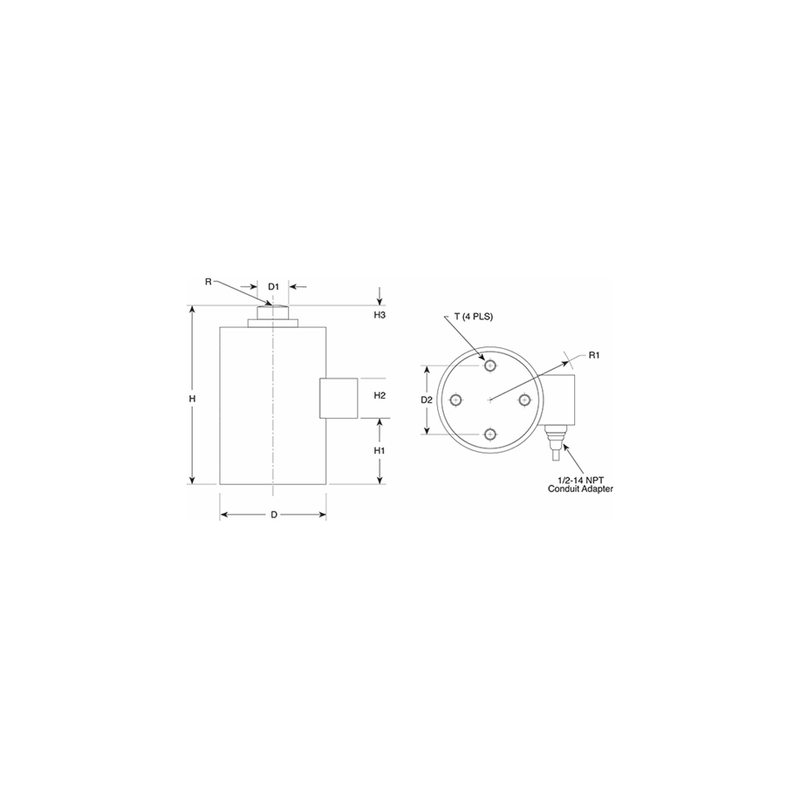 Rice Lake RL8C2P1SST Stainless Steel, Compression Canister Load Cell