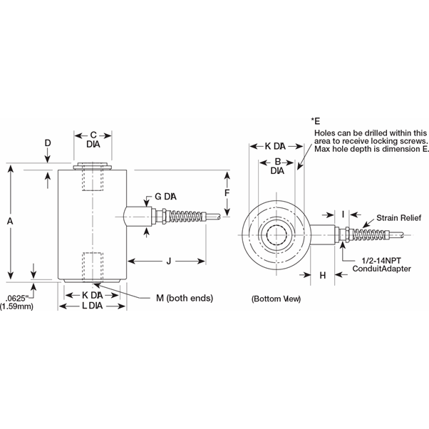 VPG® BLH® T2P1 Alloy Steel, Tension Canister Load Cell