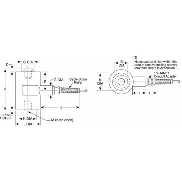 VPG® BLH® T3P1 Alloy Steel, Tension Canister Load Cell