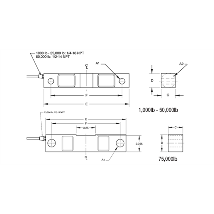 VPG® Celtron® DSR Alloy Steel, Double-Ended Beam Load Cell