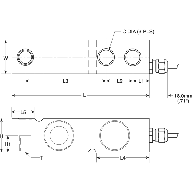 VPG® Tedea-Huntleigh® 3510-NTEP Stainless Steel, Single-ended Beam Load Cell