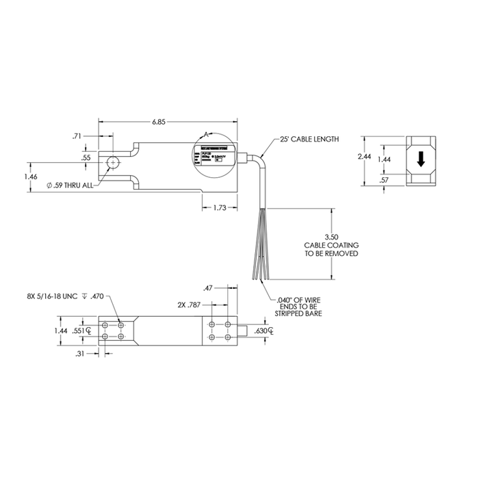 PL9120 Stainless Steel, Hermetically Sealed Load Cell