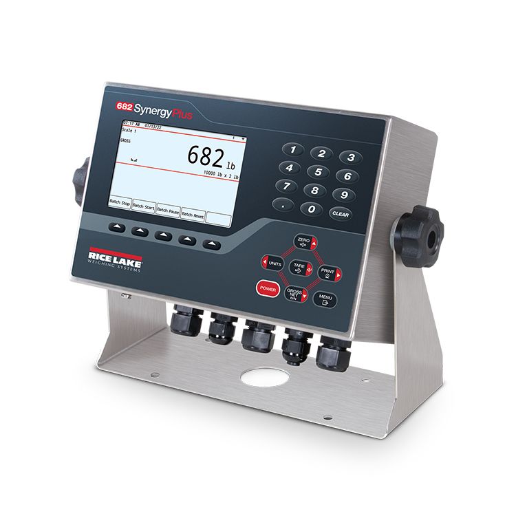 Rice Lake 682 Synergy Plus digital weight indicator, left-facing view