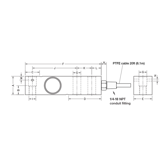 Rice Lake RL32218S-HE Stainless Steel, Single-Ended Beam Load Cell