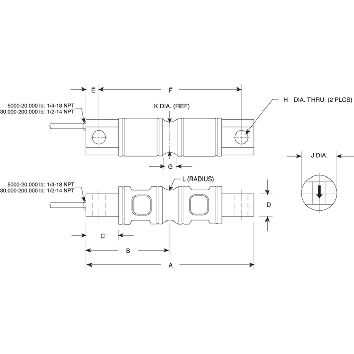 Rice Lake RL72020 MLC Coated Alloy Steel, Double-Ended Beam Load Cell