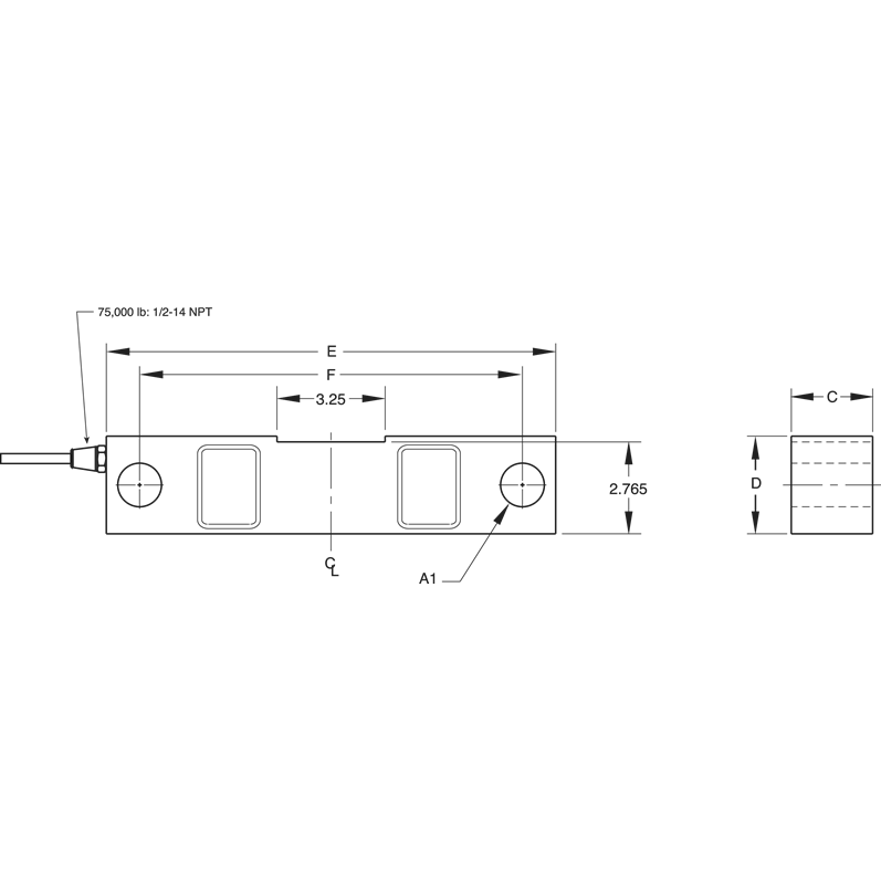 Rice Lake RL77032SS Stainless Steel, Double-ended Beam Load Cell