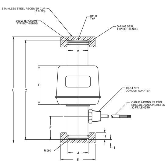 Rice Lake RLSCA-50K Stainless Steel, Rocker Column Load Cell