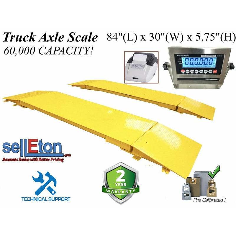 SellEton SL-923-7-60k 7' x 30" Heavy Duty Industrial 60K lbs Semi Truck, Car, weighing Axle Scale