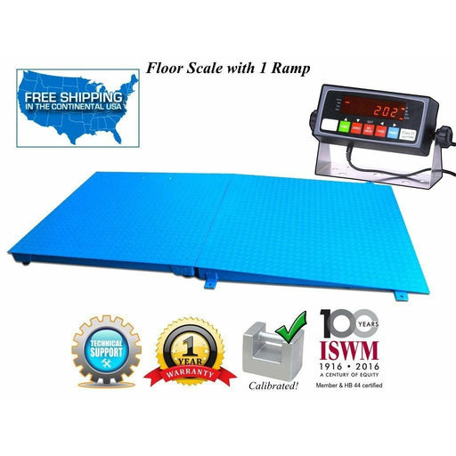 72" x 48" ( 6' x 4') Industrial Floor Scale with a Ramp l 2500 lbs x .5 lb - SellEton Scales 