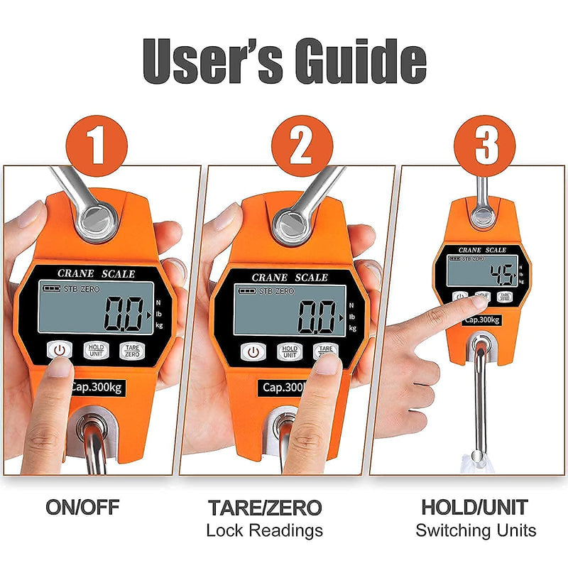 SellEton SL-931 Portable Industrial Hanging Scale 600lb x 0.2(lb) / 300kg x 0.1(kg)
