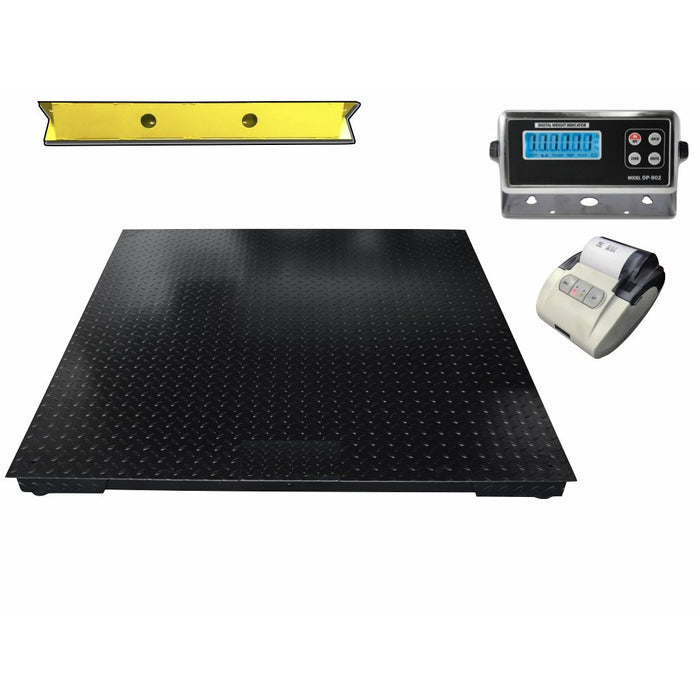 SellEton 48" x 48" (4' x 4') Floor Scale with 2 Bumper Guards & Printer 10,000 lbs x 1 lb
