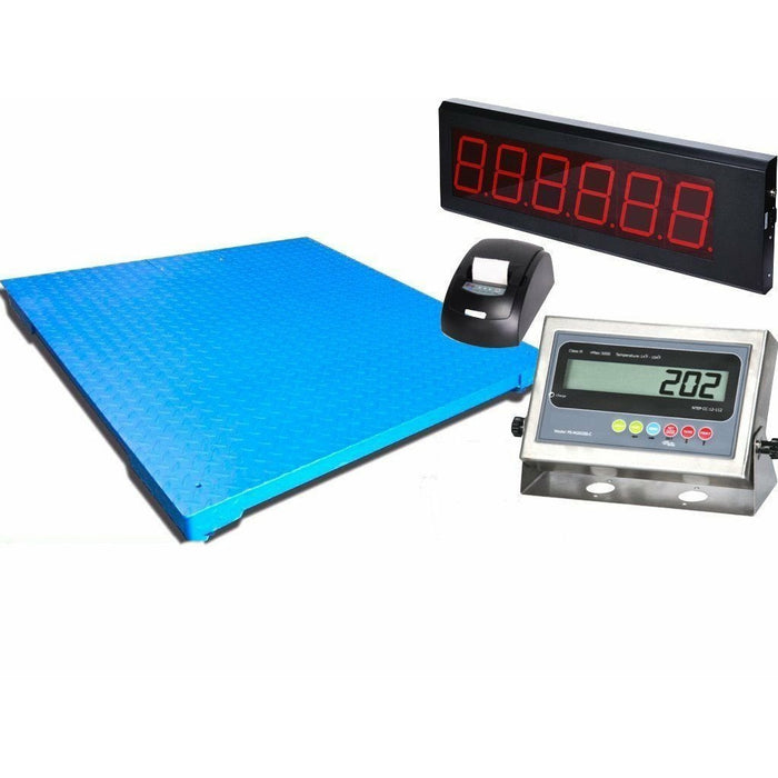 SellEton  48" x 60" Industrial Floor Scale with Printer & Scoreboard l 10,000 lbs x 1 lb