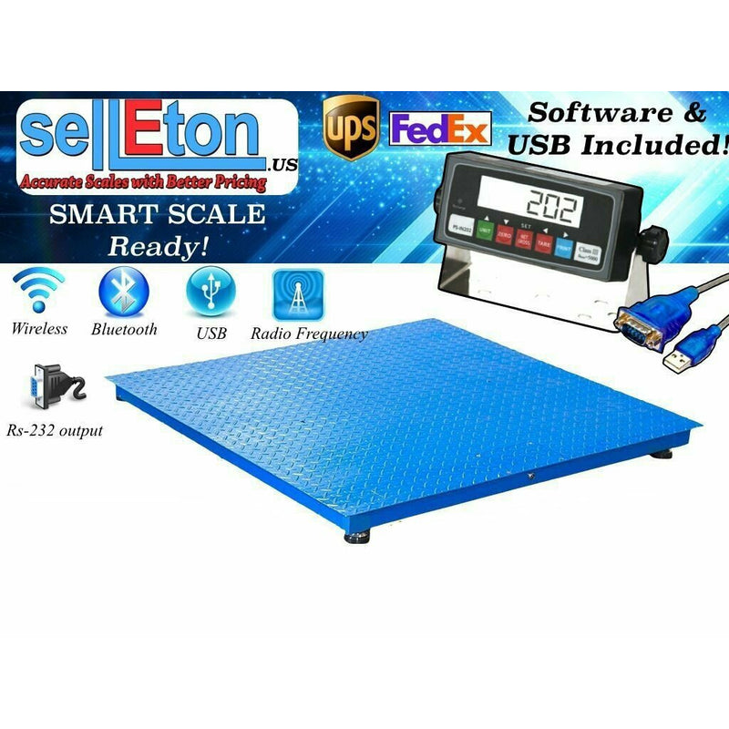 SellEton New 5000lb/1lb 4'x4' (48" x 48") Floor Scale /Pallet Scale with Software & USB!