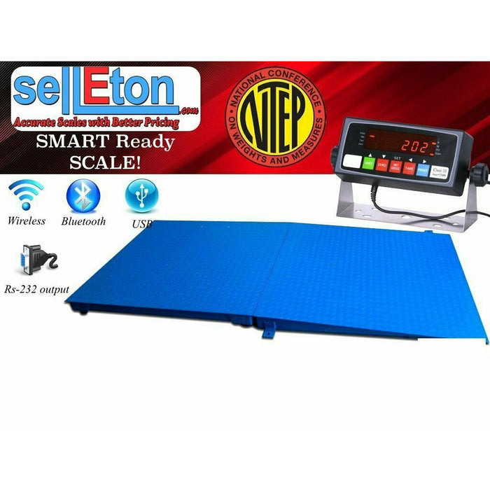 SellEton NTEP 5' x 5' (60'' x 60'') Floor Scale with Ramp 5,000 lbs x 1 lb/ Pallet Size