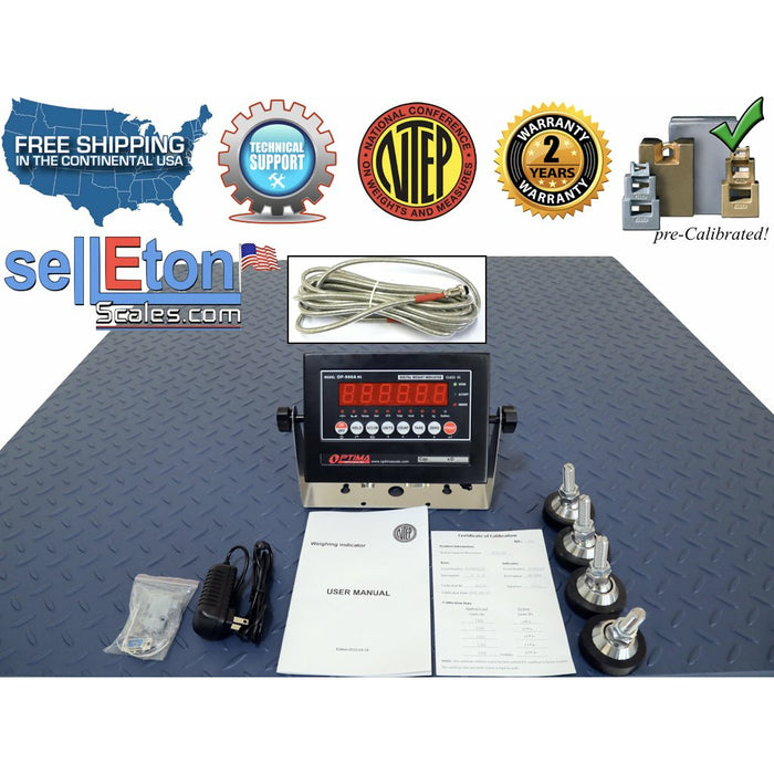 SellEton SL-800-3'x3' (36″ x 36″) NTEP (Legal for Trade) Heavy Duty Floor Scale | Capacity of 1000 lbs, 2500 lbs, & 5000 lbs | Industrial Scale