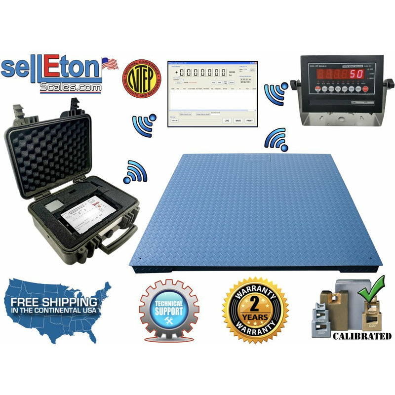 36″ x 36″ (3' x3') NTEP  Legal For Trade Floor Scale + indicator 1000 lbs x .2lb - SellEton Scales 