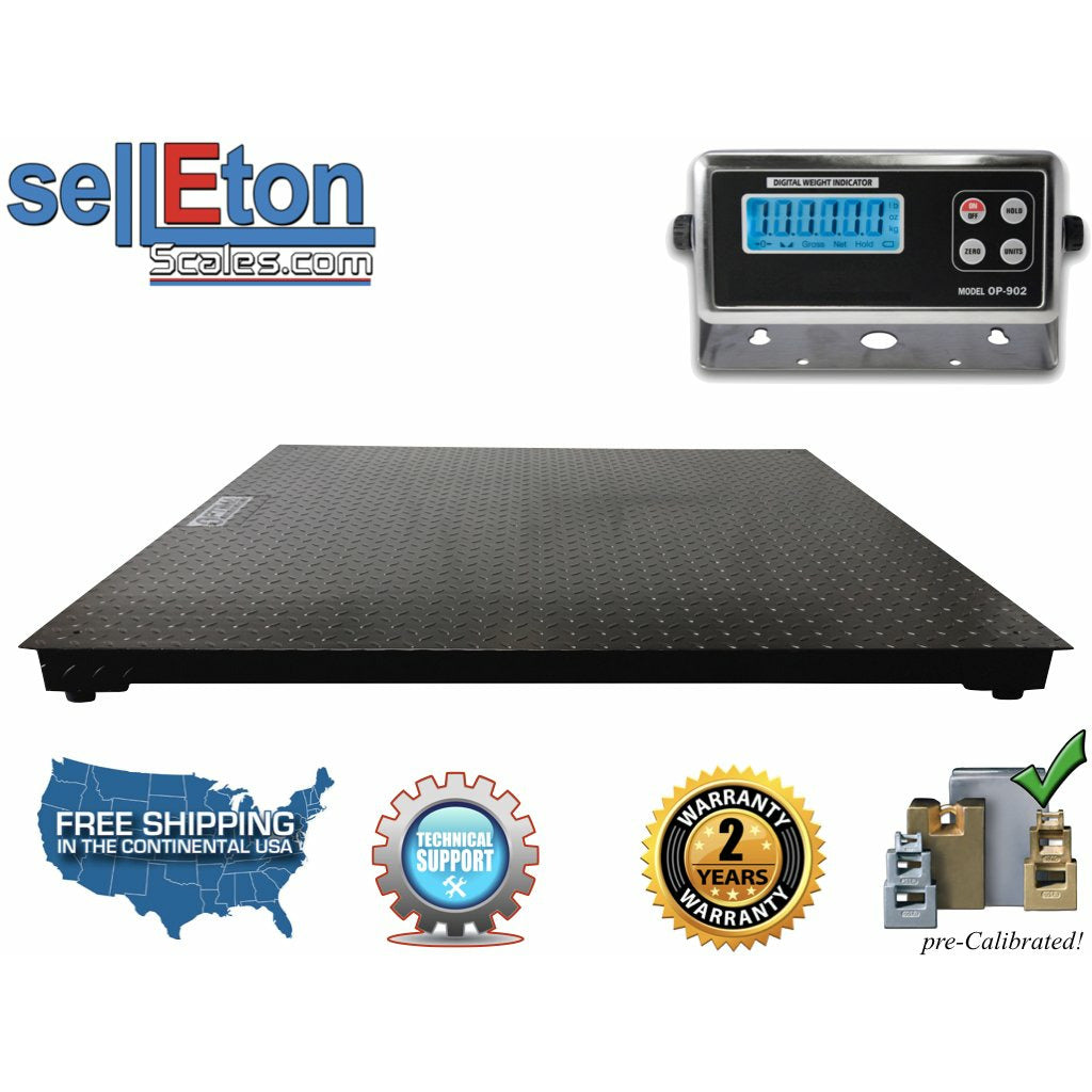 48 inch x 60 inch (4' x 5') Heavy Duty Floor Scale with Ramp & Printer 2500 lbs x .5 lb