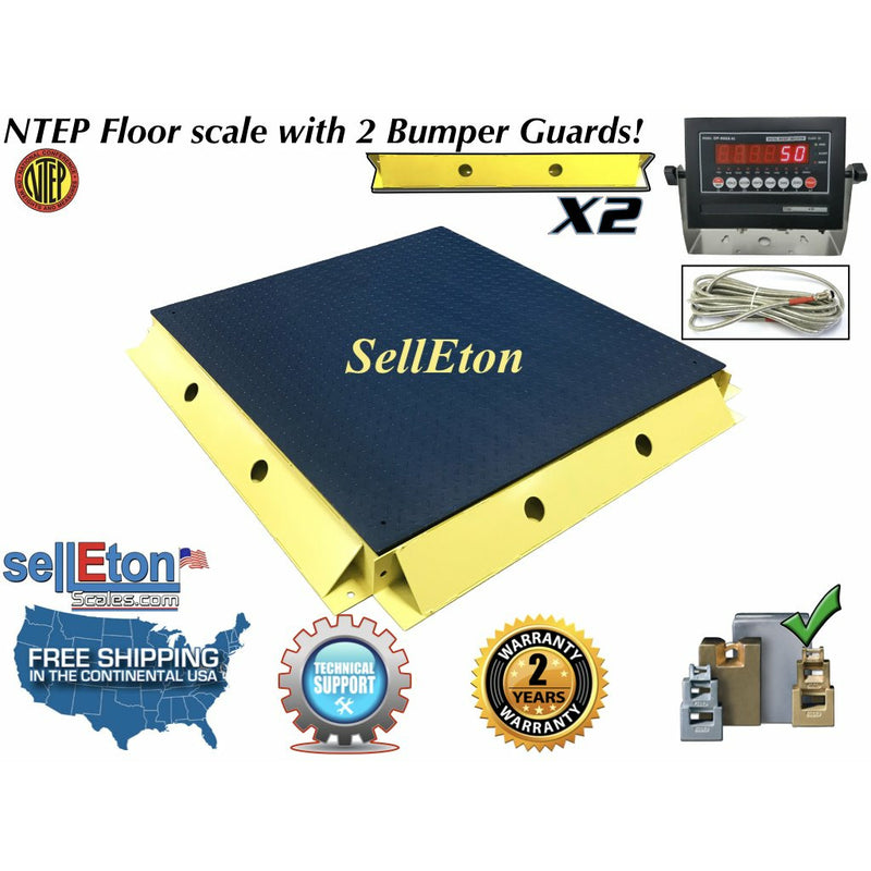 SellEton SL-800-5x5-5K NTEP Floor Scale 60" x 60" / 5,000 lbs x 1 lb with 2 Protection Bumper Guards