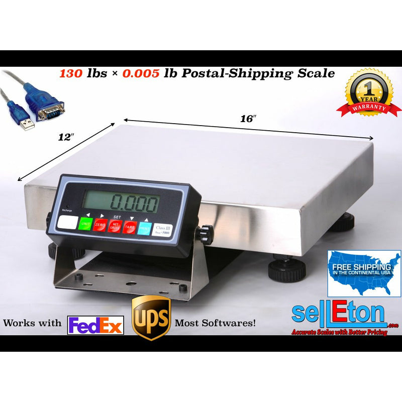 Multi-Purpose Shipping & Postal Scale l 130 lbs x .005 lb l FedEx/ UPS Software - SellEton Scales 