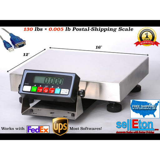 Multi-Purpose Shipping & Postal Scale l 130 lbs x .005 lb l FedEx/ UPS Software - SellEton Scales 