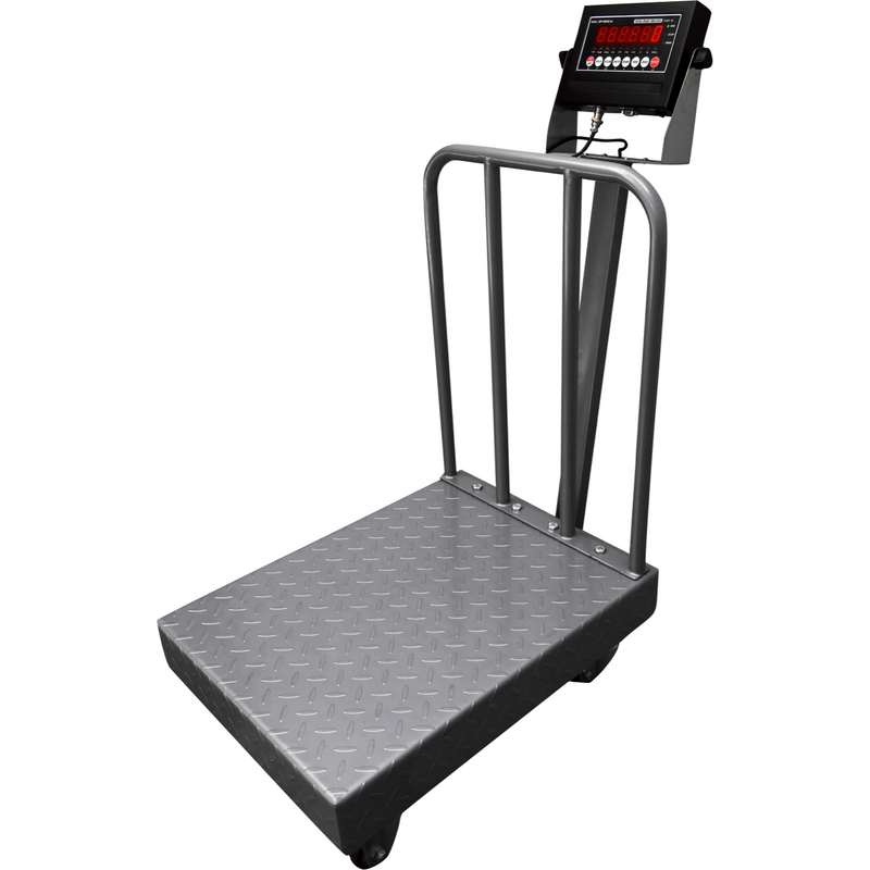 SL-915-BWD  NTEP / Legal for trade Diamond Plate Bench Scale with Wheels and Backrail + Software