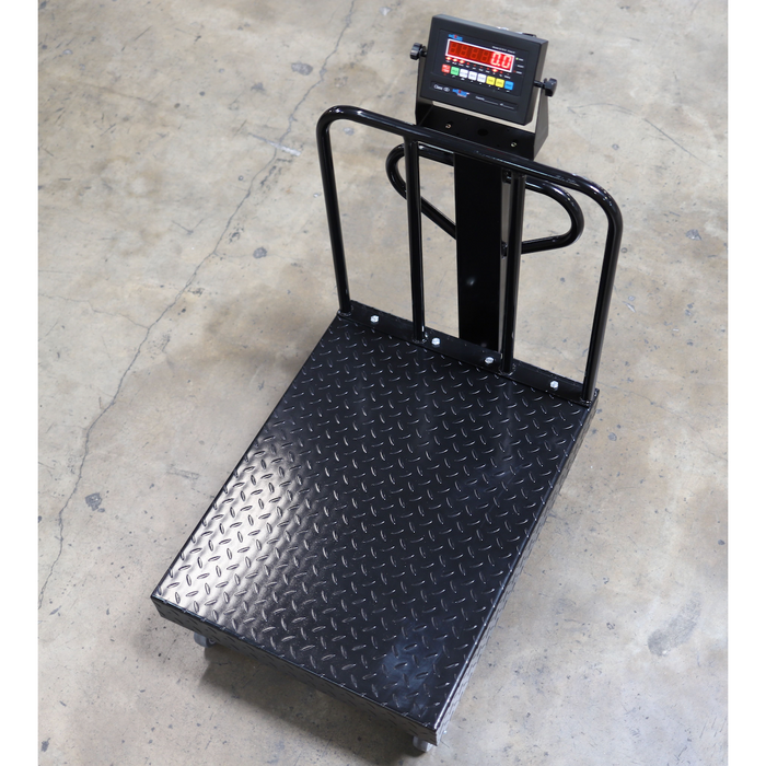 SL-915-BWD  NTEP / Legal for trade Diamond Plate Bench Scale with Wheels and Backrail + Software